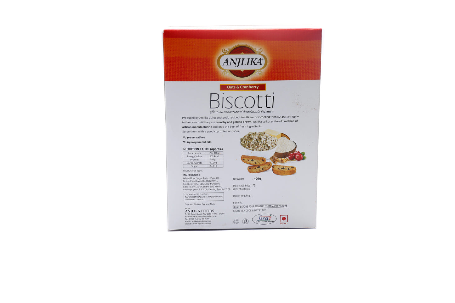 Oats & Cranberry Biscotti 400g