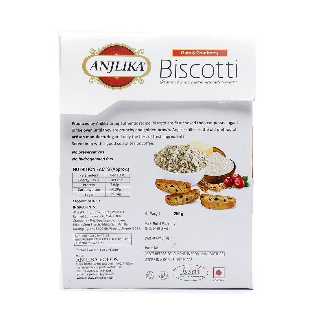 Oats & Cranberry Biscotti 250g