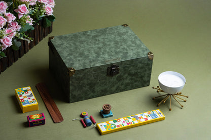 Vintage Leather Box Hamper - Small